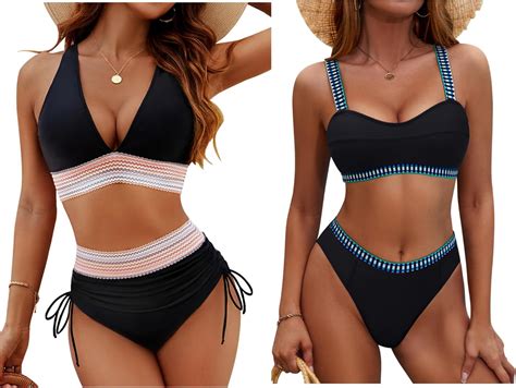 Amazon.com: Blooming Jelly Womens High Waisted Bikini Sets Color Block ...