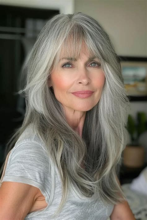 45 absolutely stunning gray hairstyles with bangs for women over 60 ...