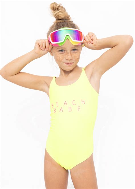 Neon Yellow Cute Bathing Suit for Girls – Stella Cove