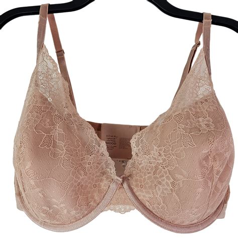 Soma Lightest Lift Lace Plunge Bra 38DDD Dusty Rose P… - Gem
