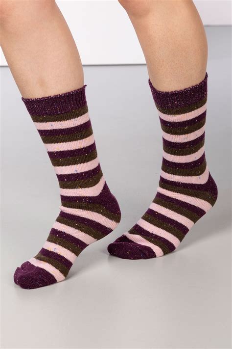 Ladies Striped Boot Socks UK | Womens Fluffy Socks | Rydale