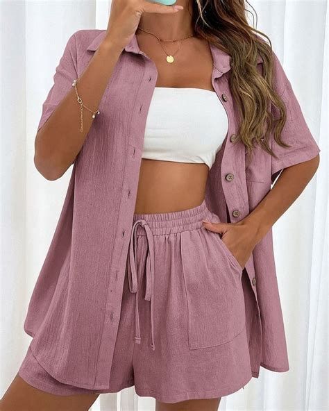 Women Cotton-Linen Shirt-and-Shorts Coord Set – Coords Company