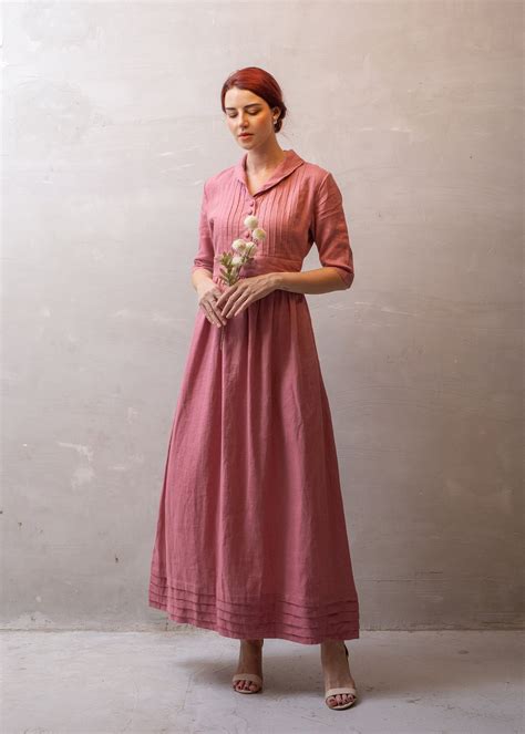 Elegant Linen Dress TOKYO, Maxi Linen Dress, Long Linen Dress, Handmade ...