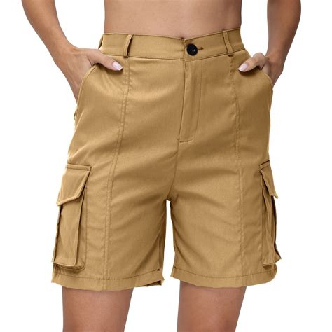 TQWQT Khaki Shorts Women Dressy Casual Cargo Shorts Knee Length High ...