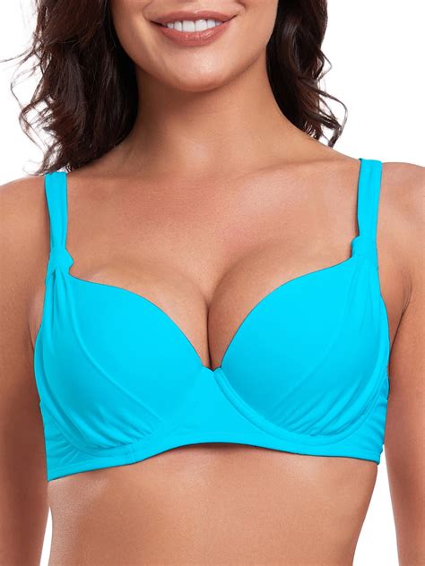 RELLECIGA Women's Push Up Bathing Suit Underwire Molded Cup Bikini Top ...