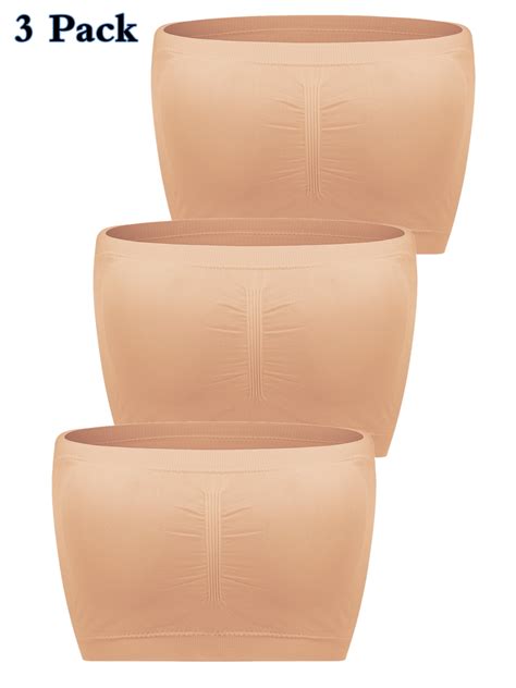 LELINTA 3 Pieces Stretchy Strapless Bras Tube Top Bandeau Bras Multi ...