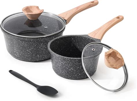 Kordisen Sauce Pan Set with Lid, 1.5QT & 2.5QT Non Stick Small Pot with ...
