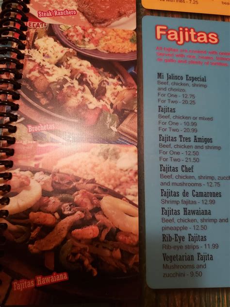 Menu at Mi Jalisco Mexican Restaurant, Corbin