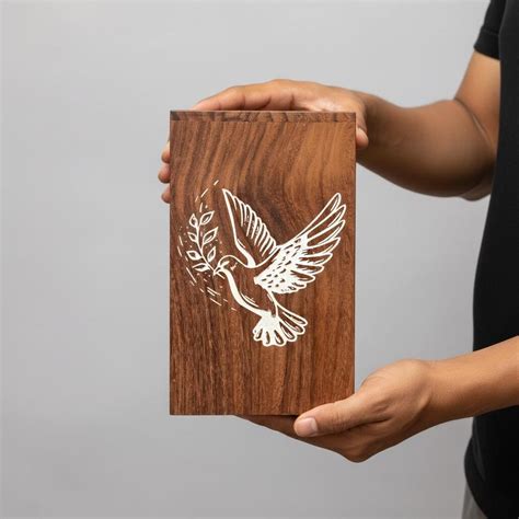 Rosewood Funeral Urn Box With Deep Detailed Dove Engraving and Tight ...