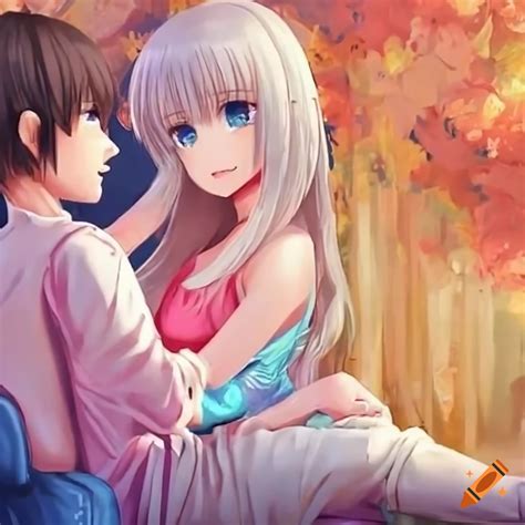 A cute girl sitting in the lap of a boy on Craiyon