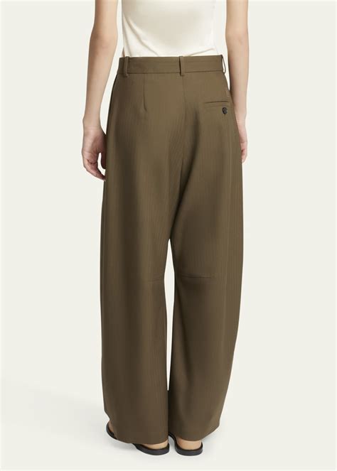 Loewe Barrel Leg Pleated Wool Trousers - Bergdorf Goodman