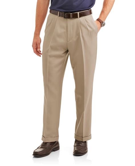 George Men's Microfiber Pleated Dress Pant Moisture Wicking Wrinkle ...