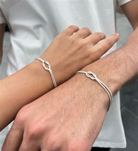 Couple Matching knot bracelets - zoma silver