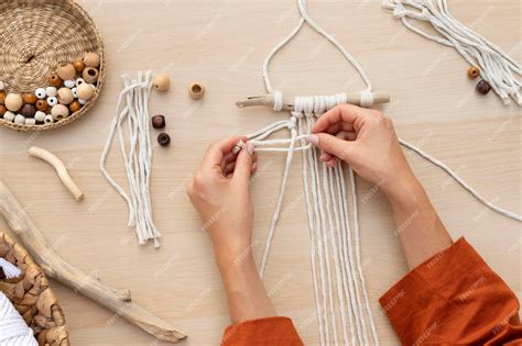 Free Photo | Woman using the macrame technique