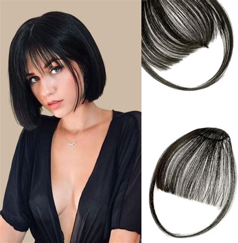 Amazon.com : DOWUGIE Clip in Bangs, Bangs Hair Clip Human Hair Fake ...