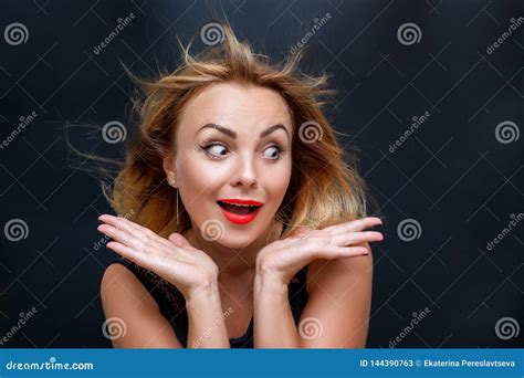 Portrait of a Beautiful Woman with a Facial Expression of Surprise ...