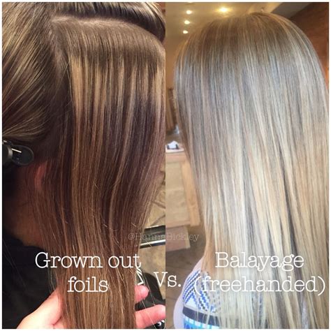 Traditional grown out foils/foiled highlights vs. Balayage. Made this ...