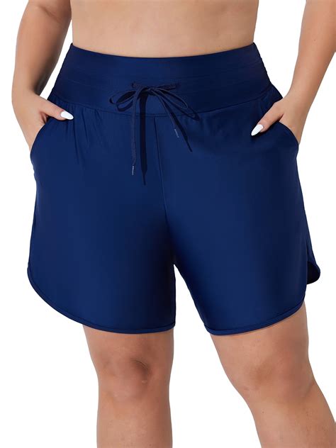 Sociala Plus Size Swim Shorts Long Board Shorts with Pockets Quick Dry ...