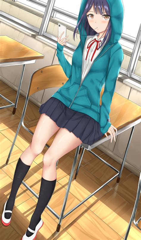 Download School Girl Anime Phone Wallpaper | Wallpapers.com