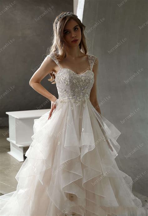 Beaded Tulle Ruffled Ball Gown with Dreamy Details | Bridal Australia