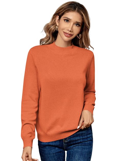 LANPULUX Women's Long Sleeve Soft Wool Cashmere Sweaters Lightweight ...