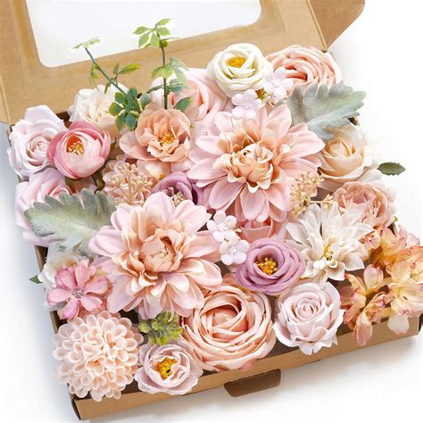 Amazon.com: WEIERYUE Pink Artificial Flowers Combo Box Wedding Decor ...