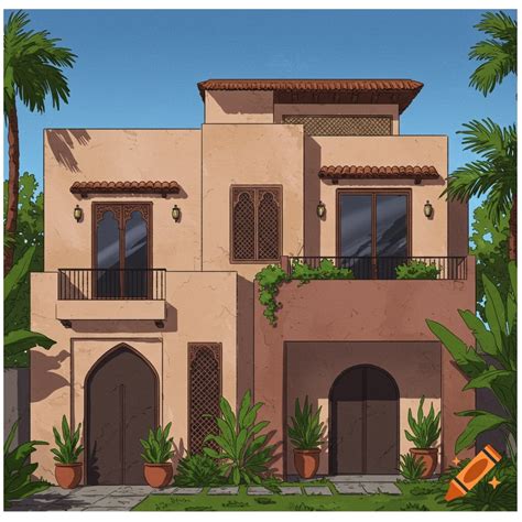 A house mixing modern, Moroccan, and Spanish styles with landscaping ...