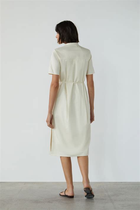 Organic Cotton Mandarin Collar Shirt Dress - Our Second Nature