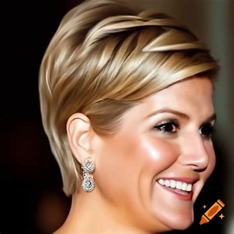 Queen maxima showcasing a bold short pixie cut with clippered back and ...