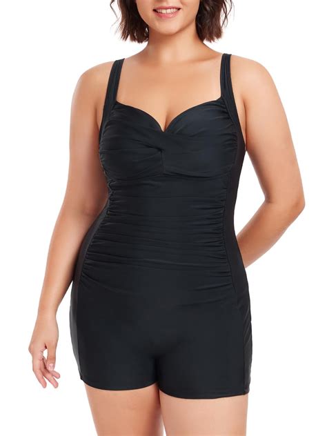 Ocean Blues Women’s One Piece Swimsuit Plus Size Swimwear With Boyleg ...