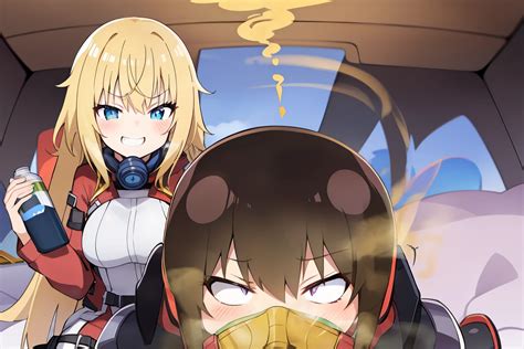 شخصيات أنمي مع أقنعة غاز وأقنعة غاز على وجوههم - SeaArt AI