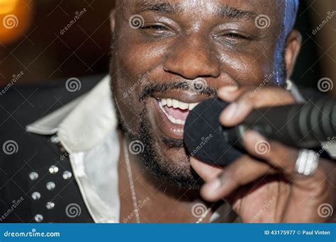 Black African Male Singing Live Stock Image - Image of head, microphone ...