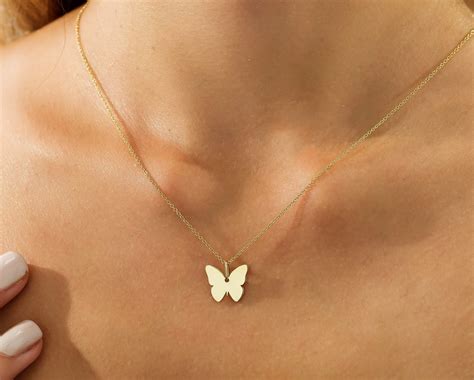 14K Solid Yellow Gold Butterfly Necklace - LTB JEWELRY