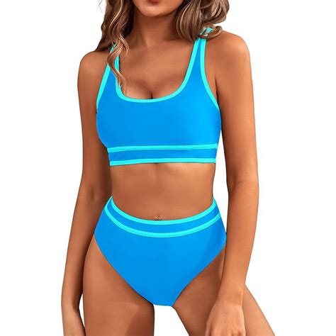 Noyal Padded Bikini Set for Women, High Waist Bathing Suit, Sporty Two ...