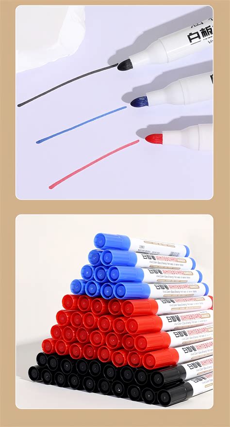 50 pcs Whiteboard Marker Pen Red Blue Black Erasable Marker Pen papan ...