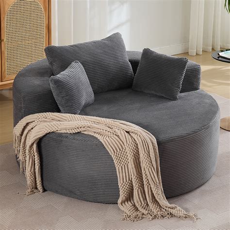 Latitude Run® 55'' Oversized Round Boneless Chaise Lounge Chair ...