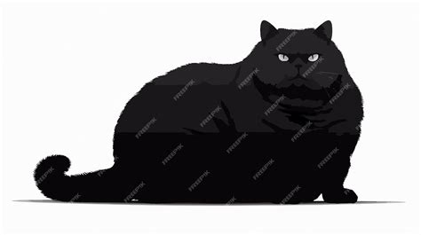 Fat Black Cat Silhouette Vector Cartoon | Premium AI-generated vector