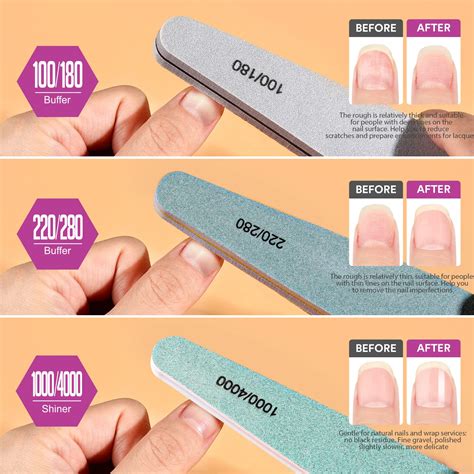 Snapklik.com : Nail File Nail Buffer, 6 Pcs Nail Files And Buffers For Natural Nails, Emery ...