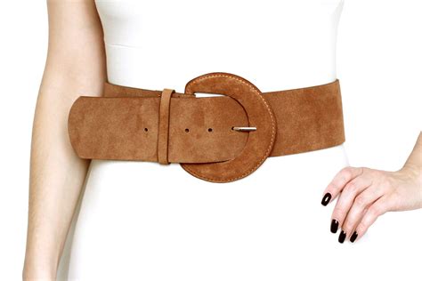 Wide brown belt leather belt suede belt brown womens belt | Etsy