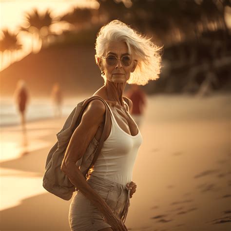 Free image: Portrait of a 65-Year-Old Woman Striding Along a Tropical ...