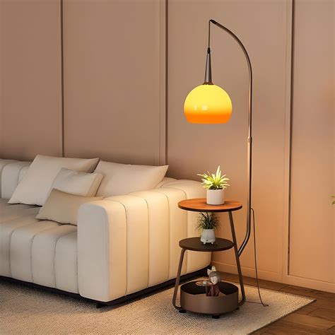 Bofea-Modern Orange Floor Lamp for Living Room,Mid Century Tall Lamps ...