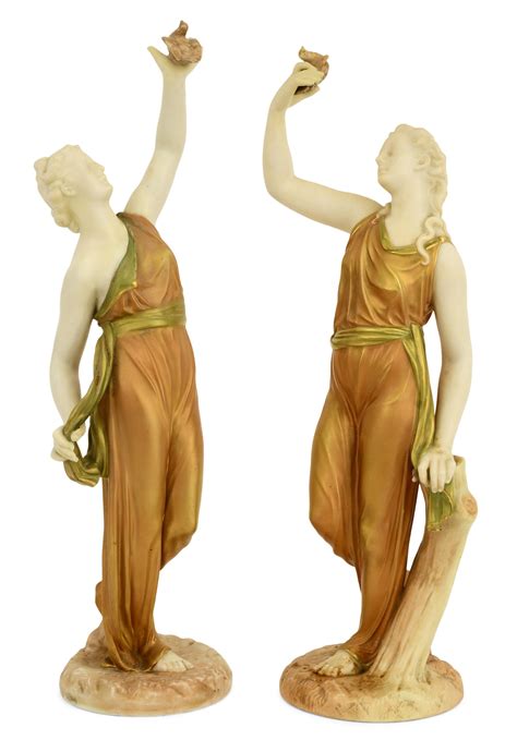 Lot - Pair of Royal Worcester Porcelain Figures of "Liberty" and ...