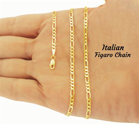 Gold Figaro Chain ITALIAN Figaro Chain 18K Plated Gold | Etsy
