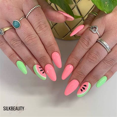 31 Cute Watermelon Nails - Sparkling Boy Ideas