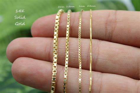 14K Solid Yellow Gold Box Chain Necklace 14 to 26 - Etsy