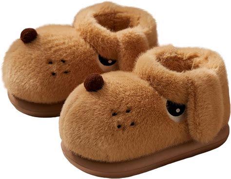 Amazon.com | Zigihos Cute Dog Slippers for Women and Men, Animal Fluffy ...