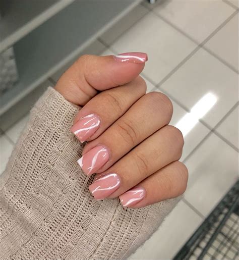 BIAB white abstract gel short nails | Cute gel nails, White short nails ...