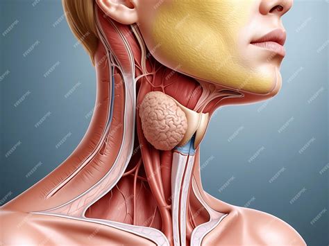 Swollen Thyroid Gland in Neck Medical Illustration | Premium AI-generated image