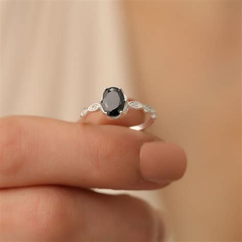 Black Onyx Women Ring Dainty Onyx and Tiny Diamond Statement Ring Mommy ...