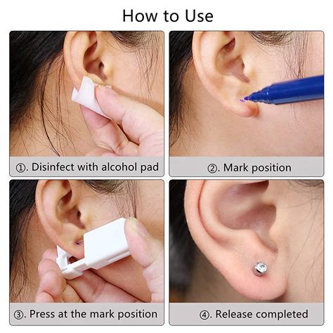 4 Pack Self Ear Piercing Kit with Disposable Gun & Silver Studs | Safety Ear Piercing Tool | Buy ...